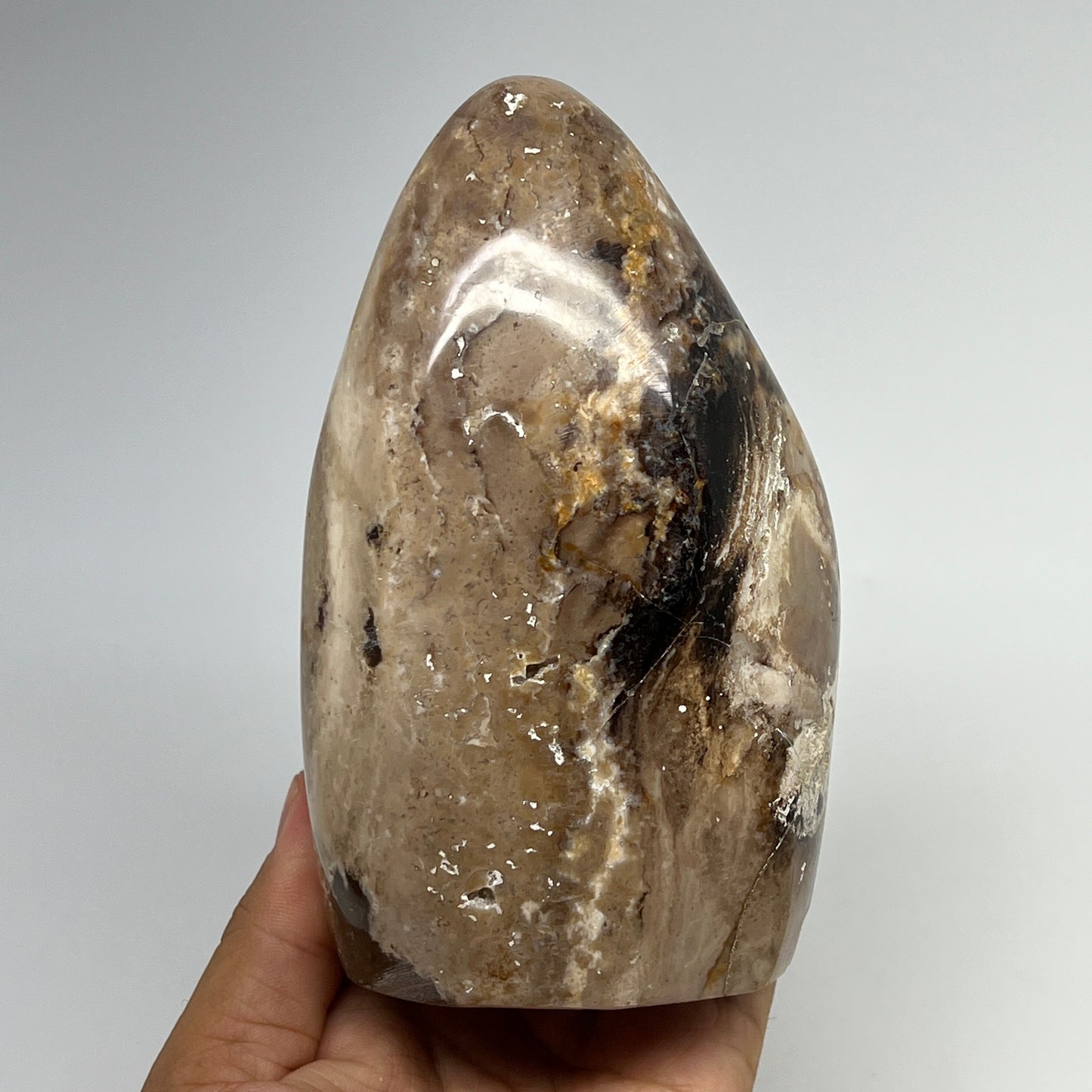 890g,5.4"x3.3"x2.4" Black Opal Freeform Polished Gemstone @Madagascar,B21050