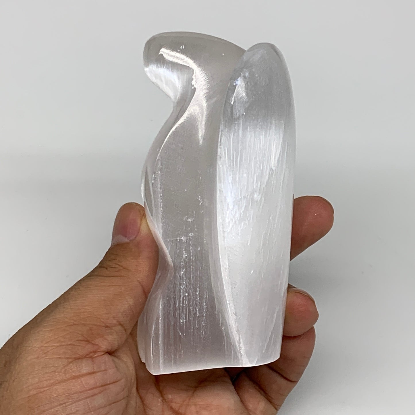 367g, 4"x3.5"x1.7"Natural Selenite (Satin Spar) Angel Crystal @Morocco,B8931