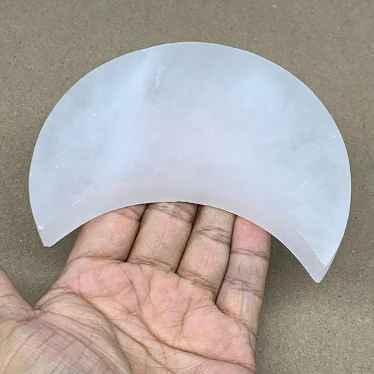 309g, 4.5"x3.4"x0.8",Selenite Crescent Moon Crystal (Satin Spar) @Morocco,B13006