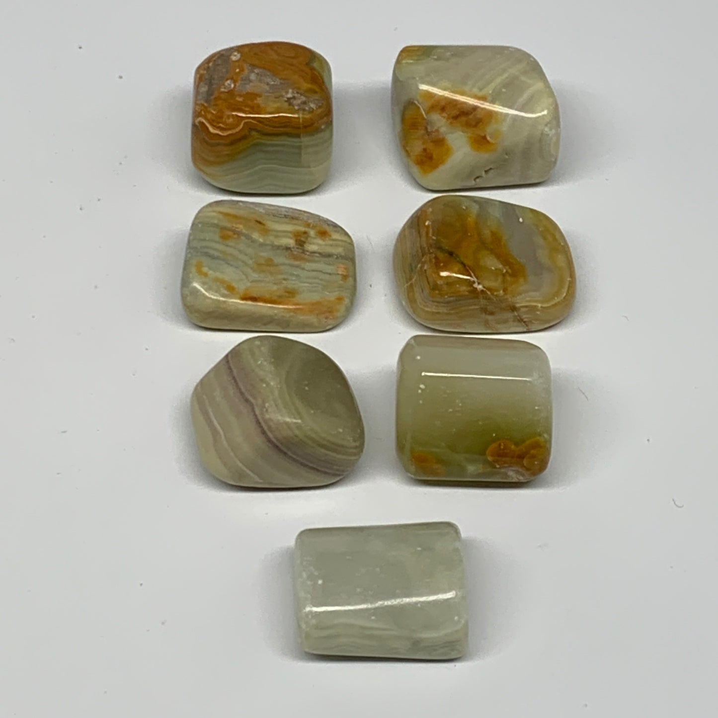 152.8g, 0.9"-1.2", 7pcs, Onyx/Banded Tumbled Stones @Afghanistan, B26706