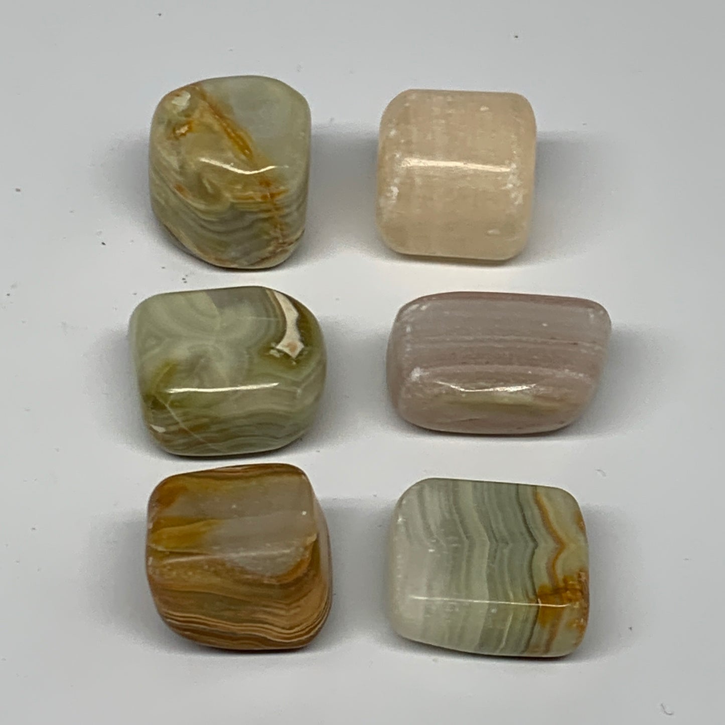 153g, 0.9"-1.3", 6pcs, Onyx/Banded Tumbled Stones @Afghanistan, B26707