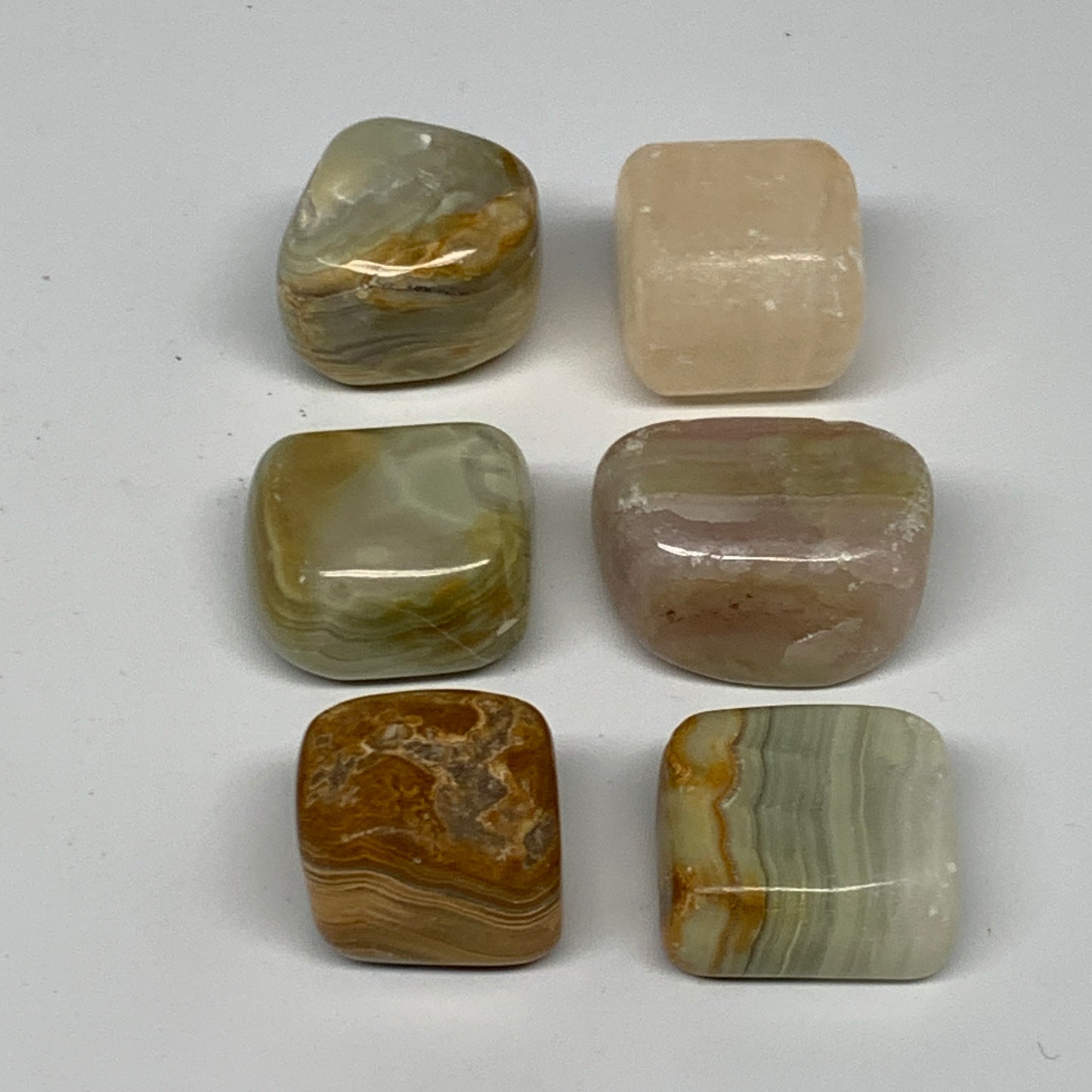 153g, 0.9"-1.3", 6pcs, Onyx/Banded Tumbled Stones @Afghanistan, B26707