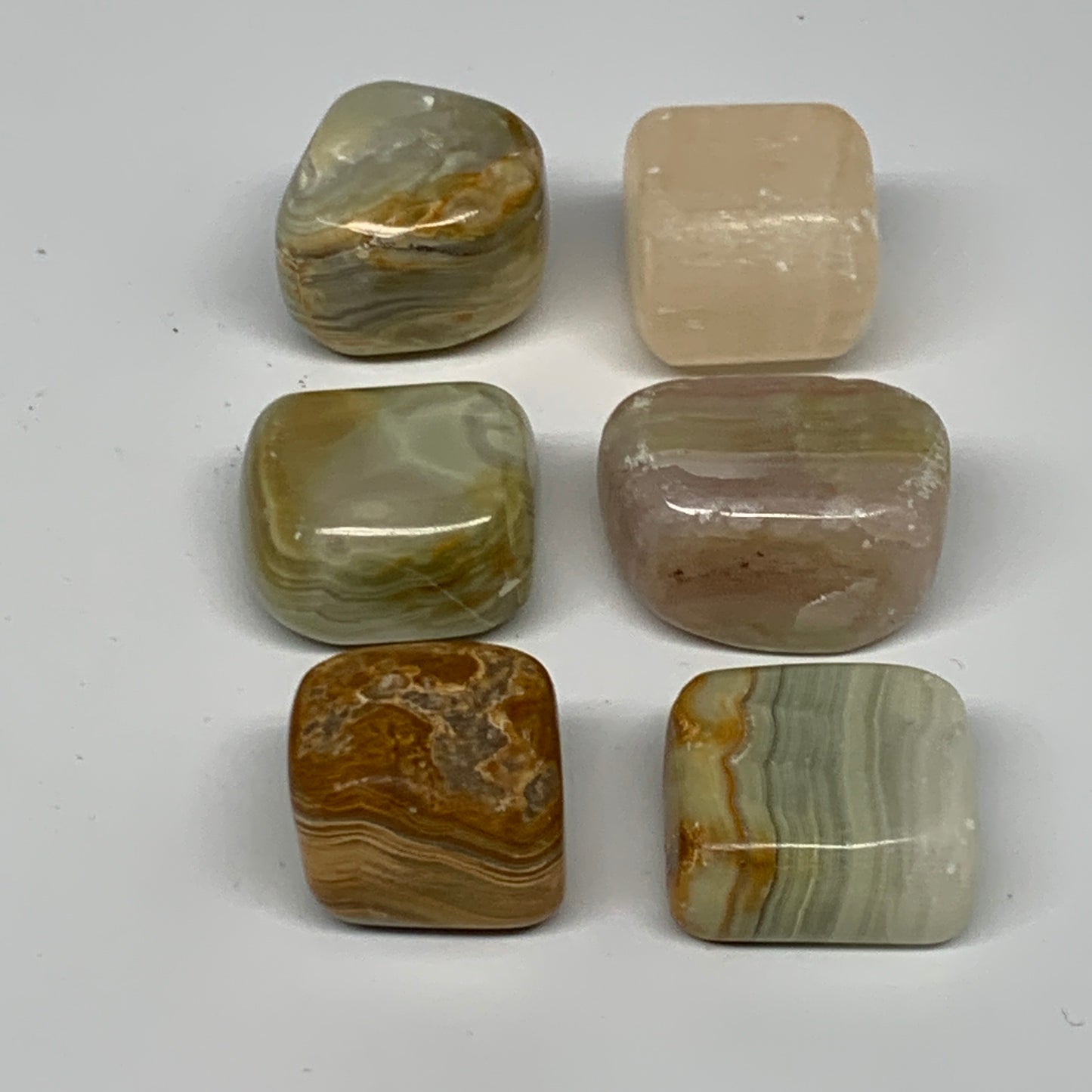 153g, 0.9"-1.3", 6pcs, Onyx/Banded Tumbled Stones @Afghanistan, B26707