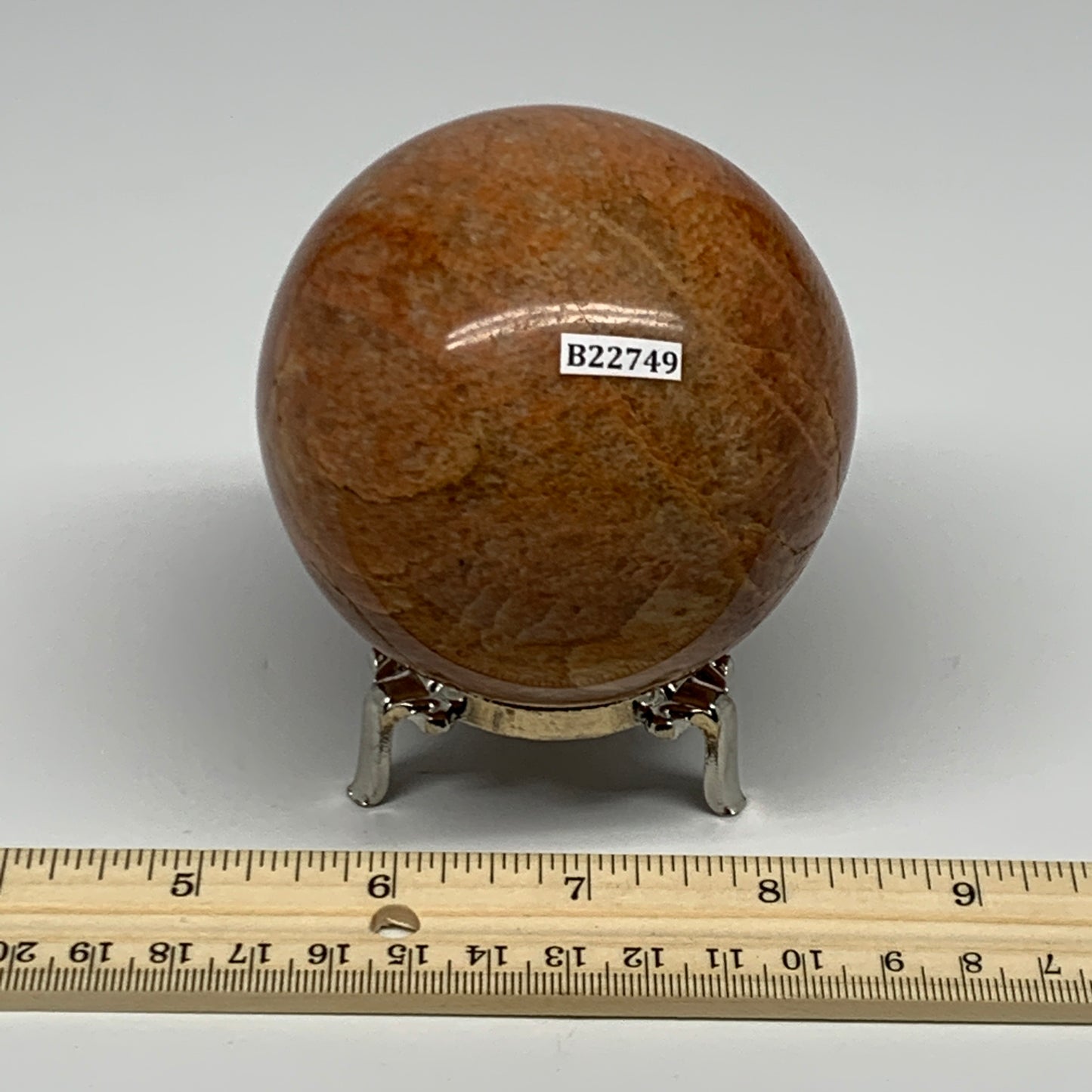 635g,3.1"(78mm), Orange Moonstone Sphere Ball Gemstone @Madagascadr,B22749