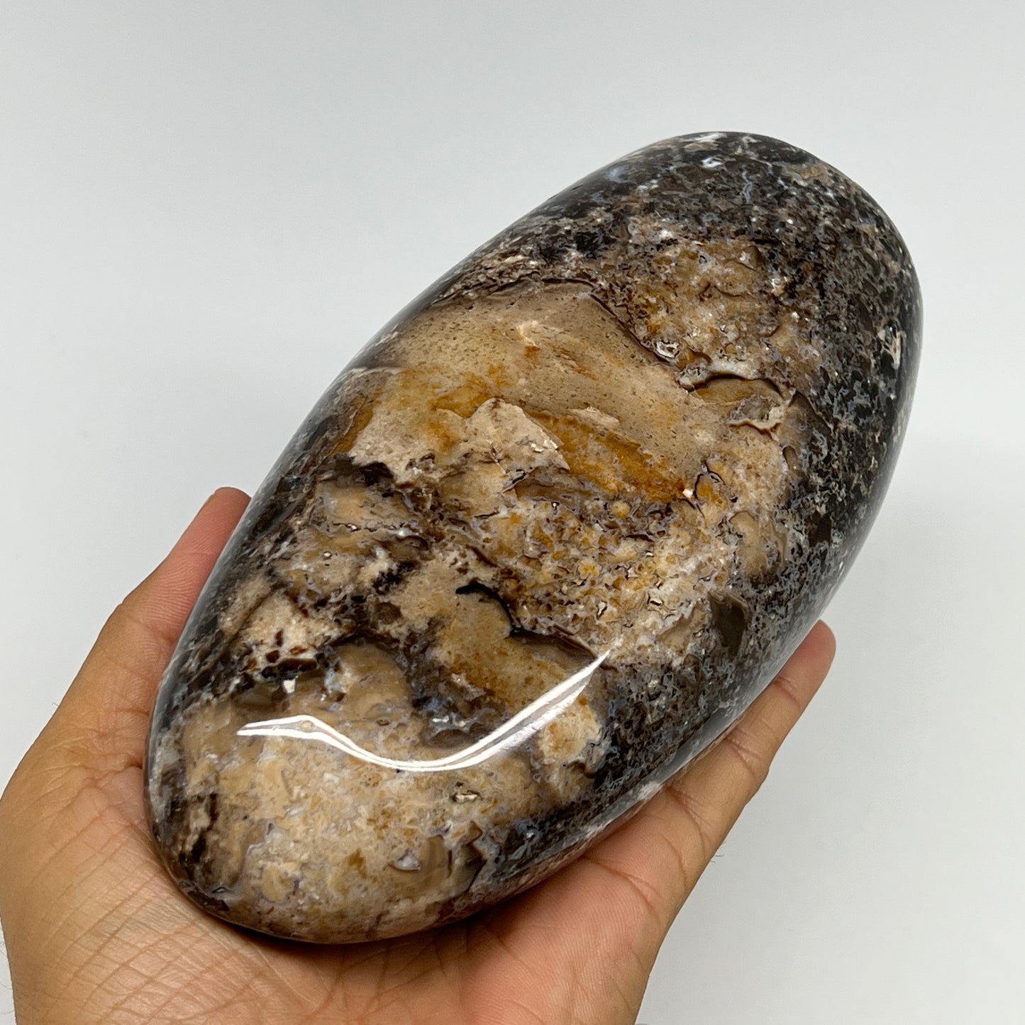 1050g,6.2"x3.2"x2.8" Black Opal Freeform Polished Gemstone @Madagascar,B21052