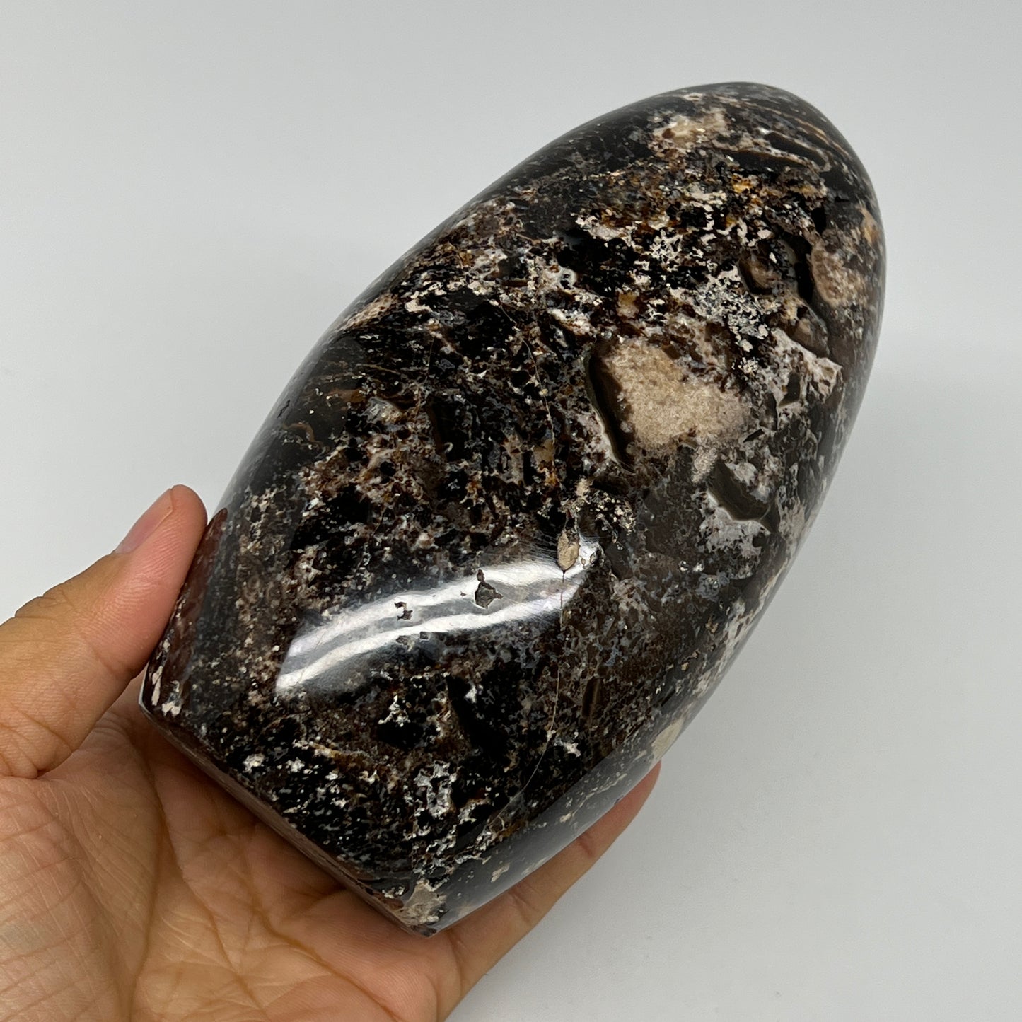 1050g,6.2"x3.2"x2.8" Black Opal Freeform Polished Gemstone @Madagascar,B21052