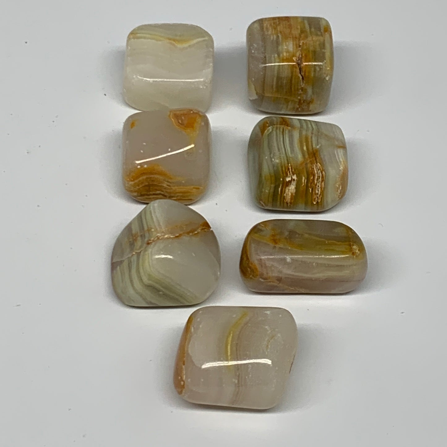 162.4g, 0.8"-1.3", 7pcs, Onyx/Banded Tumbled Stones @Afghanistan, B26709