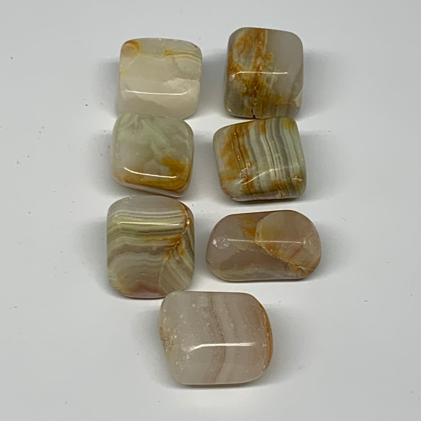 162.4g, 0.8"-1.3", 7pcs, Onyx/Banded Tumbled Stones @Afghanistan, B26709