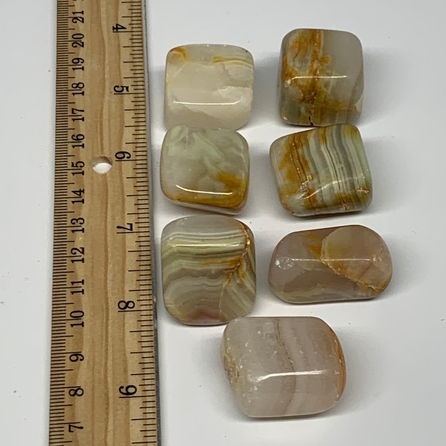 162.4g, 0.8"-1.3", 7pcs, Onyx/Banded Tumbled Stones @Afghanistan, B26709