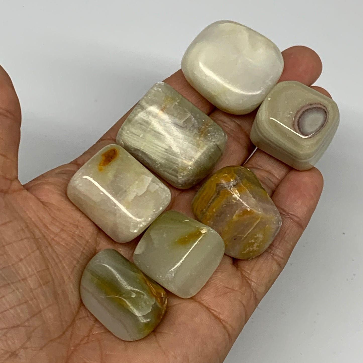 158.8g, 0.9"-1.2", 7pcs, Onyx/Banded Tumbled Stones @Afghanistan, B26710