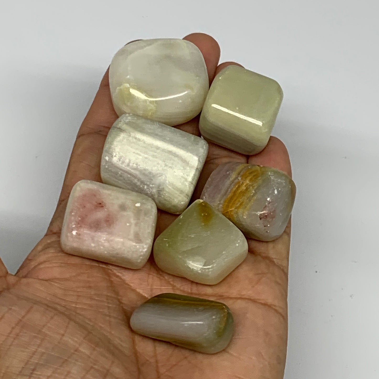 158.8g, 0.9"-1.2", 7pcs, Onyx/Banded Tumbled Stones @Afghanistan, B26710