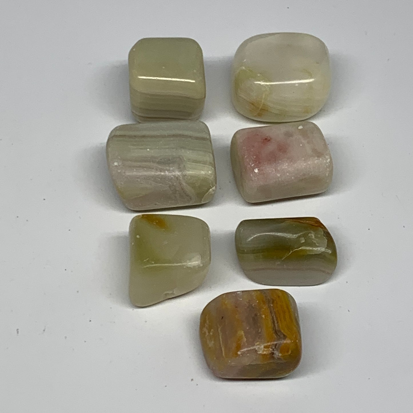 158.8g, 0.9"-1.2", 7pcs, Onyx/Banded Tumbled Stones @Afghanistan, B26710