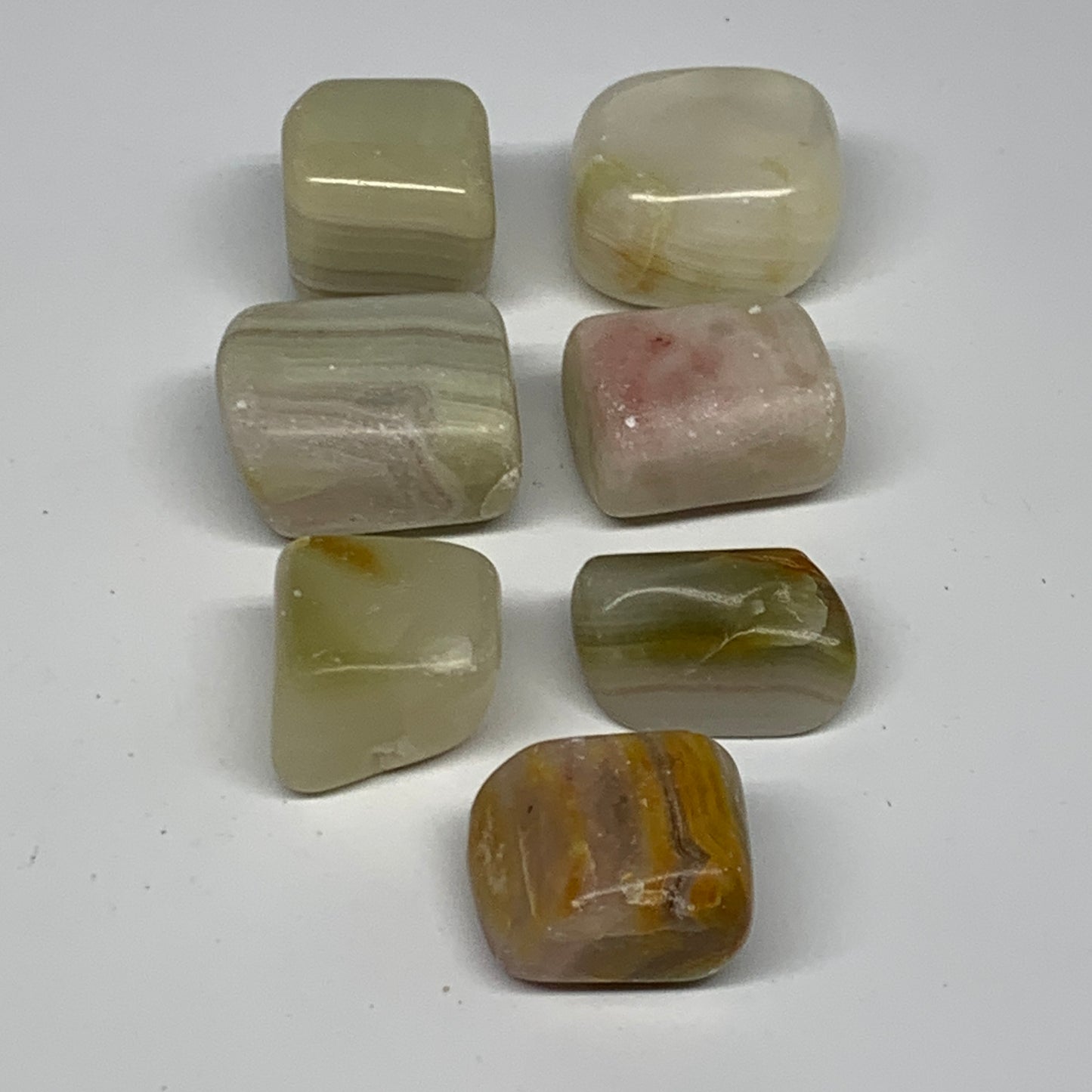 158.8g, 0.9"-1.2", 7pcs, Onyx/Banded Tumbled Stones @Afghanistan, B26710