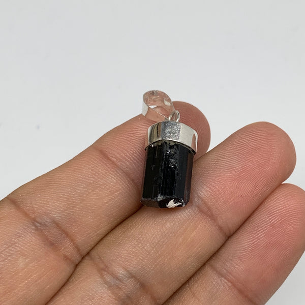 16cts, 16mm x 9mm, Natural Tourmaline Pendant Sterling Silver @Afghanistan,P84