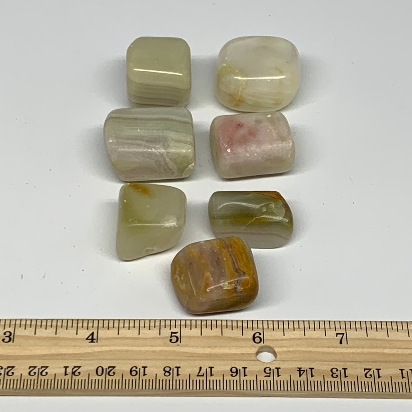 158.8g, 0.9"-1.2", 7pcs, Onyx/Banded Tumbled Stones @Afghanistan, B26710