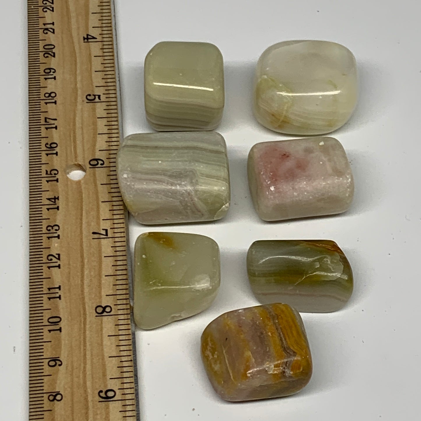 158.8g, 0.9"-1.2", 7pcs, Onyx/Banded Tumbled Stones @Afghanistan, B26710