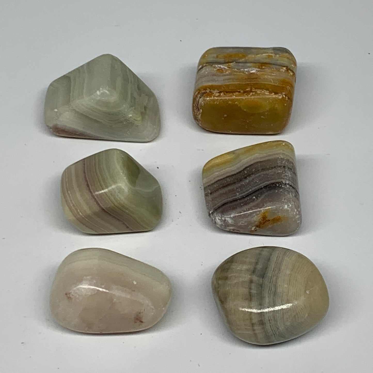 149g, 0.9"-1.3", 6pcs, Onyx/Banded Tumbled Stones @Afghanistan, B26711
