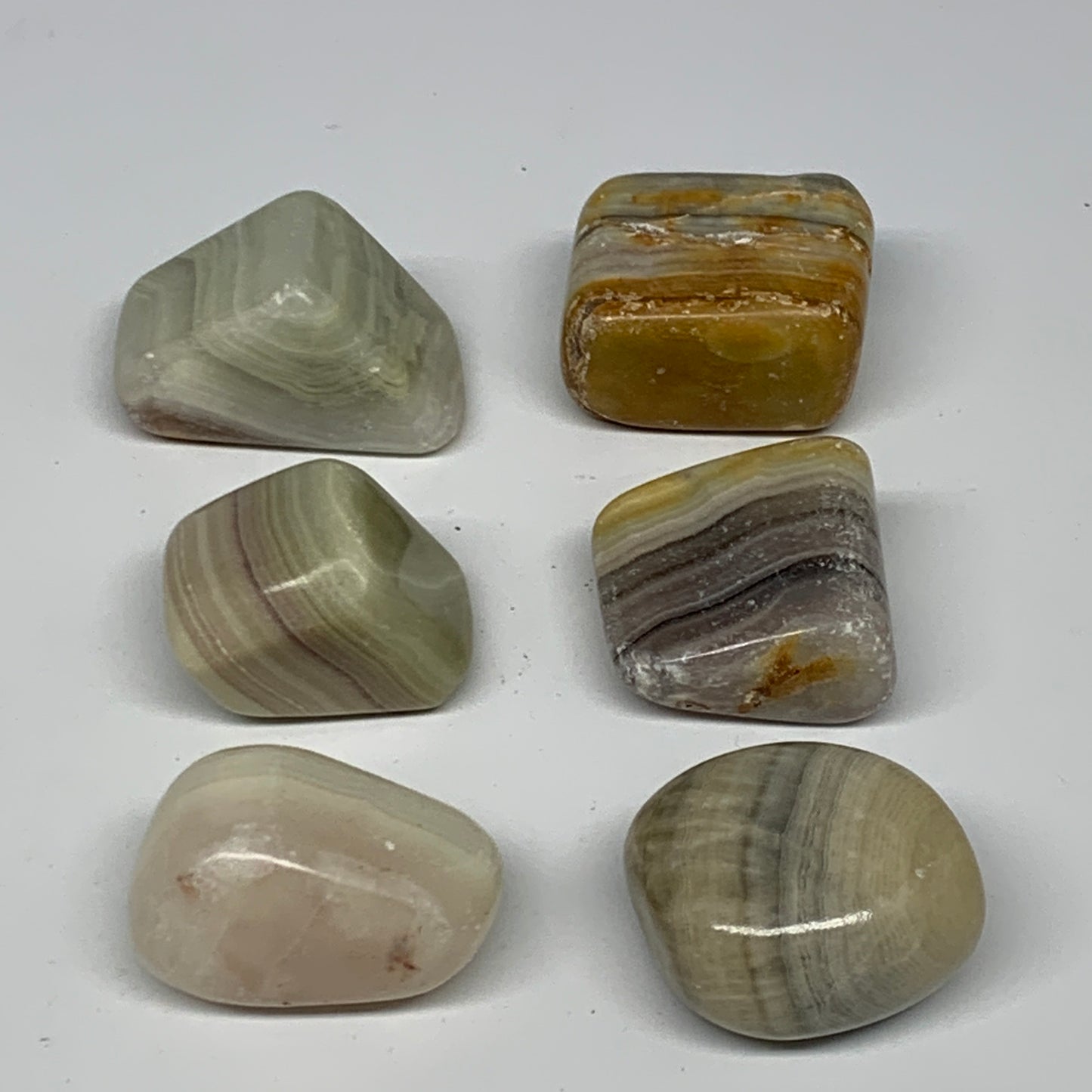 149g, 0.9"-1.3", 6pcs, Onyx/Banded Tumbled Stones @Afghanistan, B26711