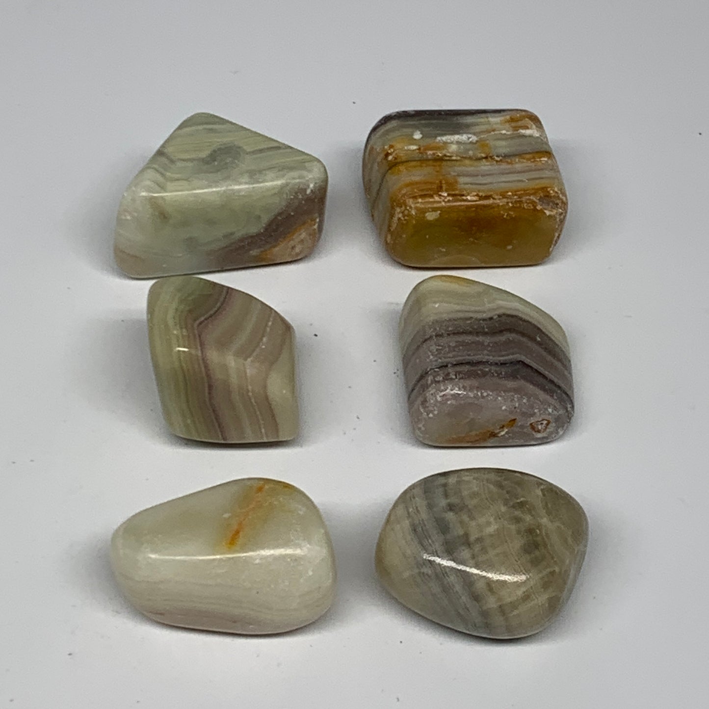 149g, 0.9"-1.3", 6pcs, Onyx/Banded Tumbled Stones @Afghanistan, B26711