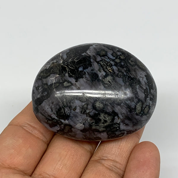 98.5g, 2.1"x1.7"x1", Indigo Gabro (Merlinite) Palm-Stone @Madagascar, B17920