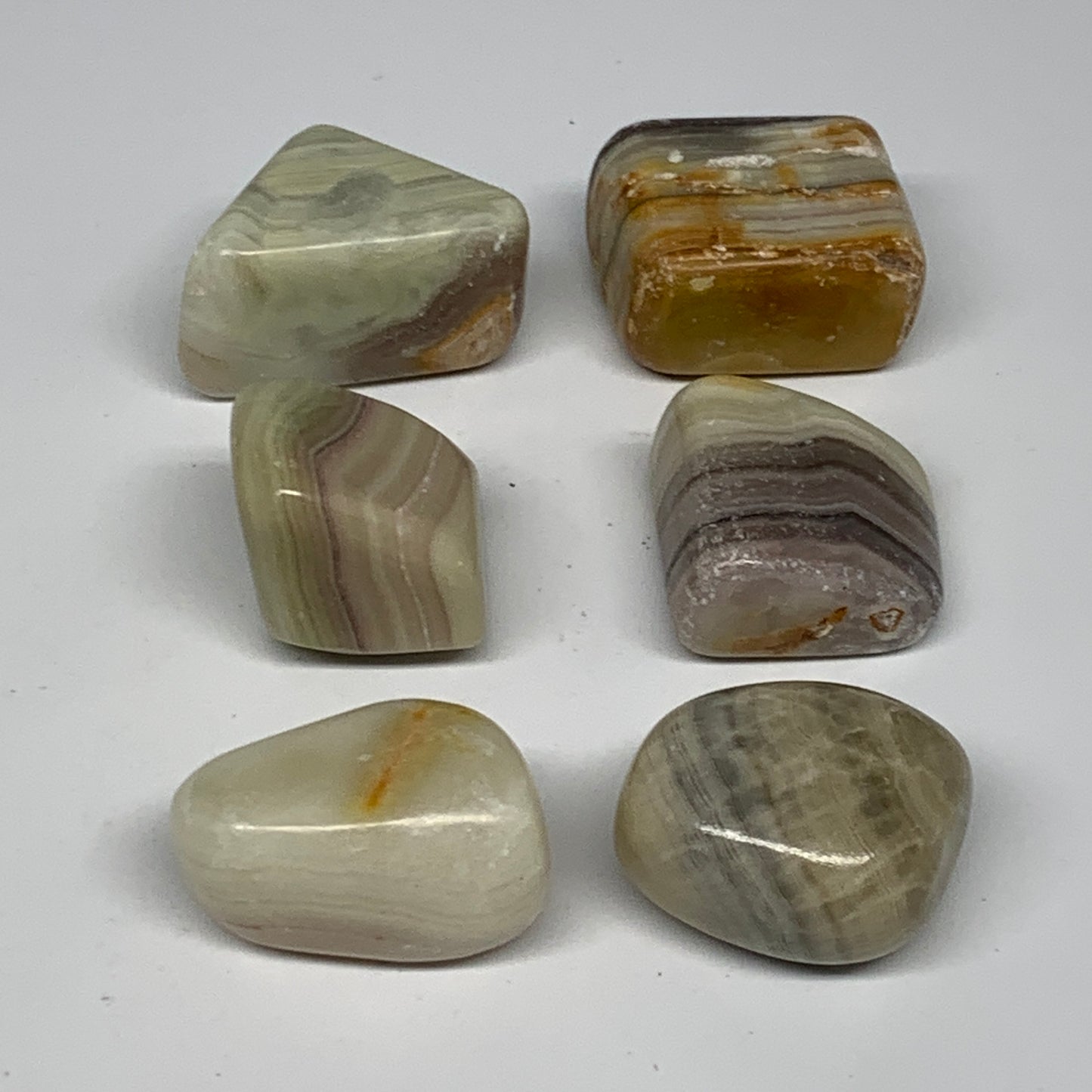 149g, 0.9"-1.3", 6pcs, Onyx/Banded Tumbled Stones @Afghanistan, B26711