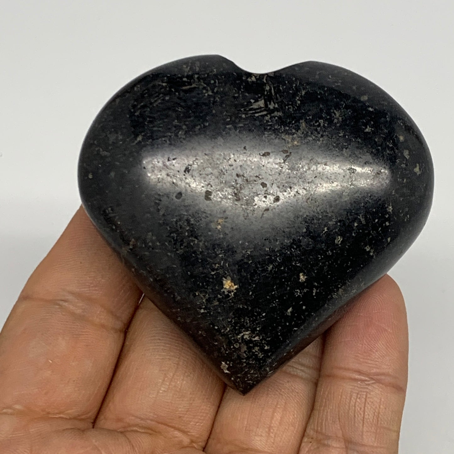 130.5g, 2.3"x2.4"x0.9", Black Tourmaline Heart Polished Crystal Home Decor, B218