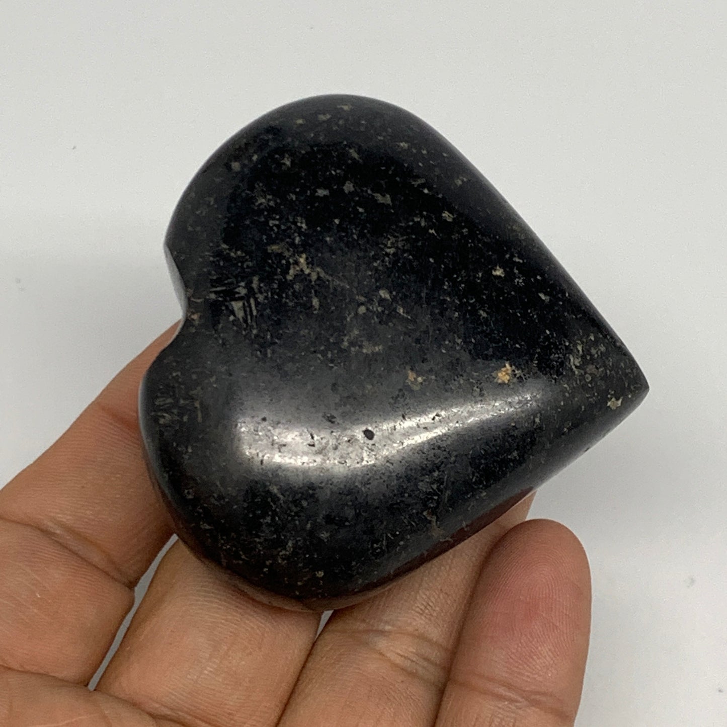 130.5g, 2.3"x2.4"x0.9", Black Tourmaline Heart Polished Crystal Home Decor, B218
