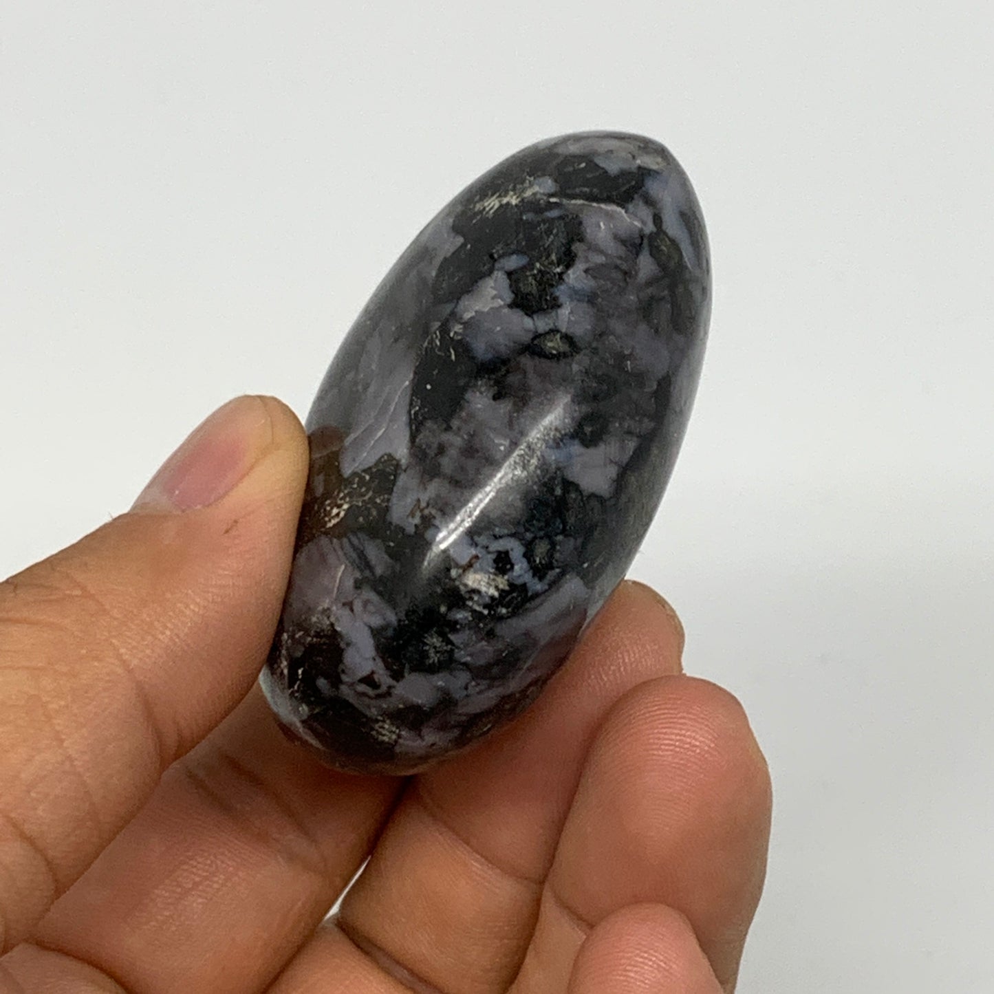 98.5g, 2.1"x1.7"x1", Indigo Gabro (Merlinite) Palm-Stone @Madagascar, B17920