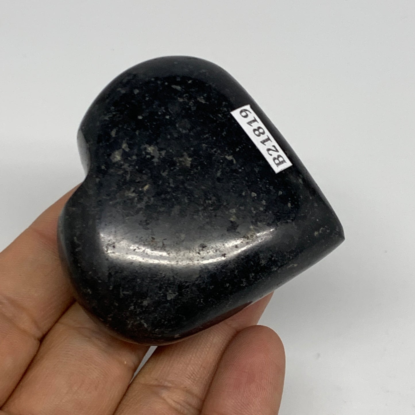 130.5g, 2.3"x2.4"x0.9", Black Tourmaline Heart Polished Crystal Home Decor, B218