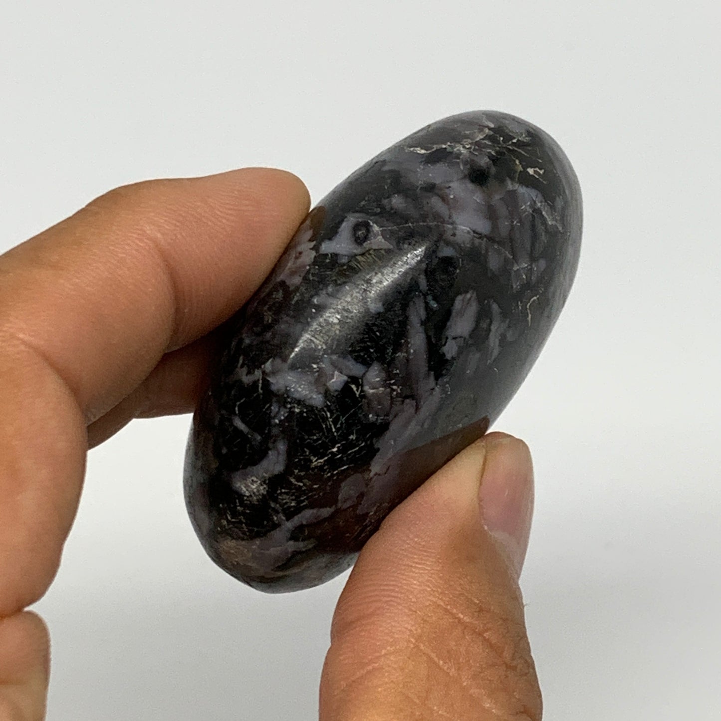 98.5g, 2.1"x1.7"x1", Indigo Gabro (Merlinite) Palm-Stone @Madagascar, B17920