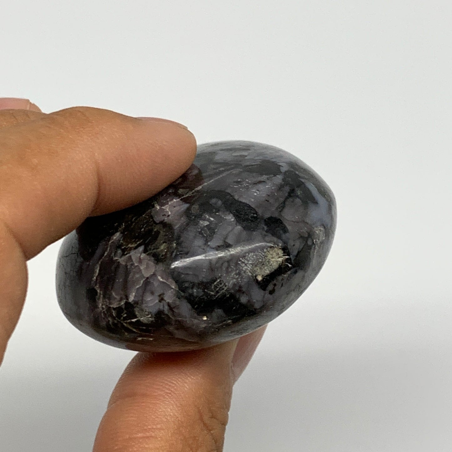 98.5g, 2.1"x1.7"x1", Indigo Gabro (Merlinite) Palm-Stone @Madagascar, B17920