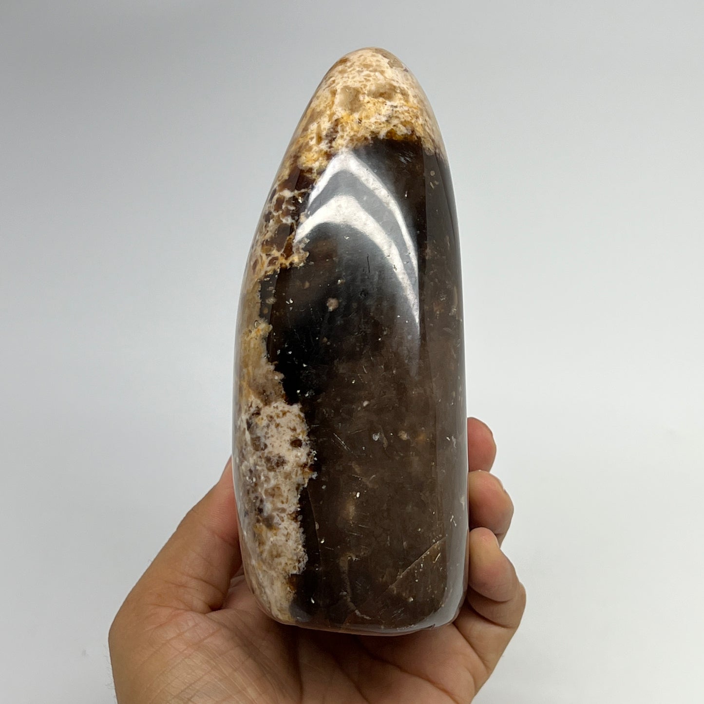 1115g,5.7"x3.4"x2.3" Black Opal Freeform Polished Gemstone @Madagascar,B21055