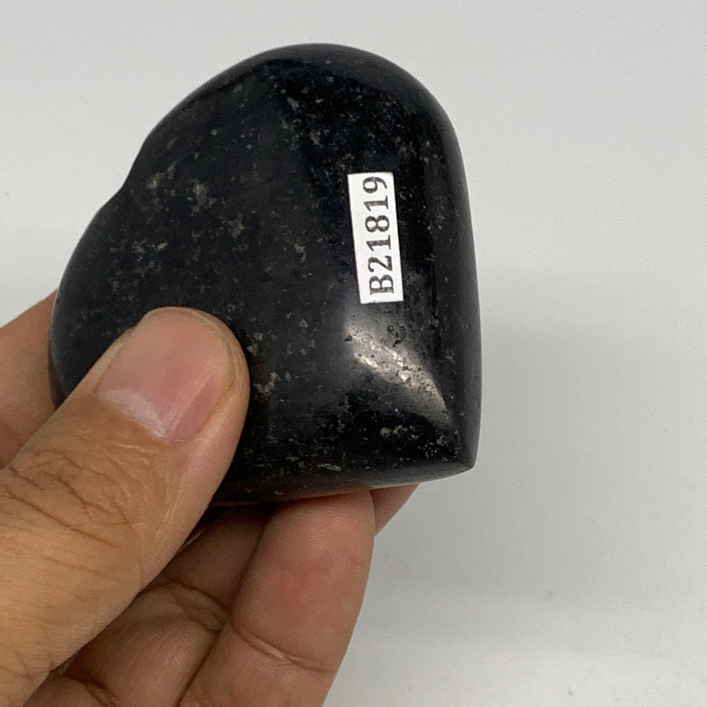 130.5g, 2.3"x2.4"x0.9", Black Tourmaline Heart Polished Crystal Home Decor, B218