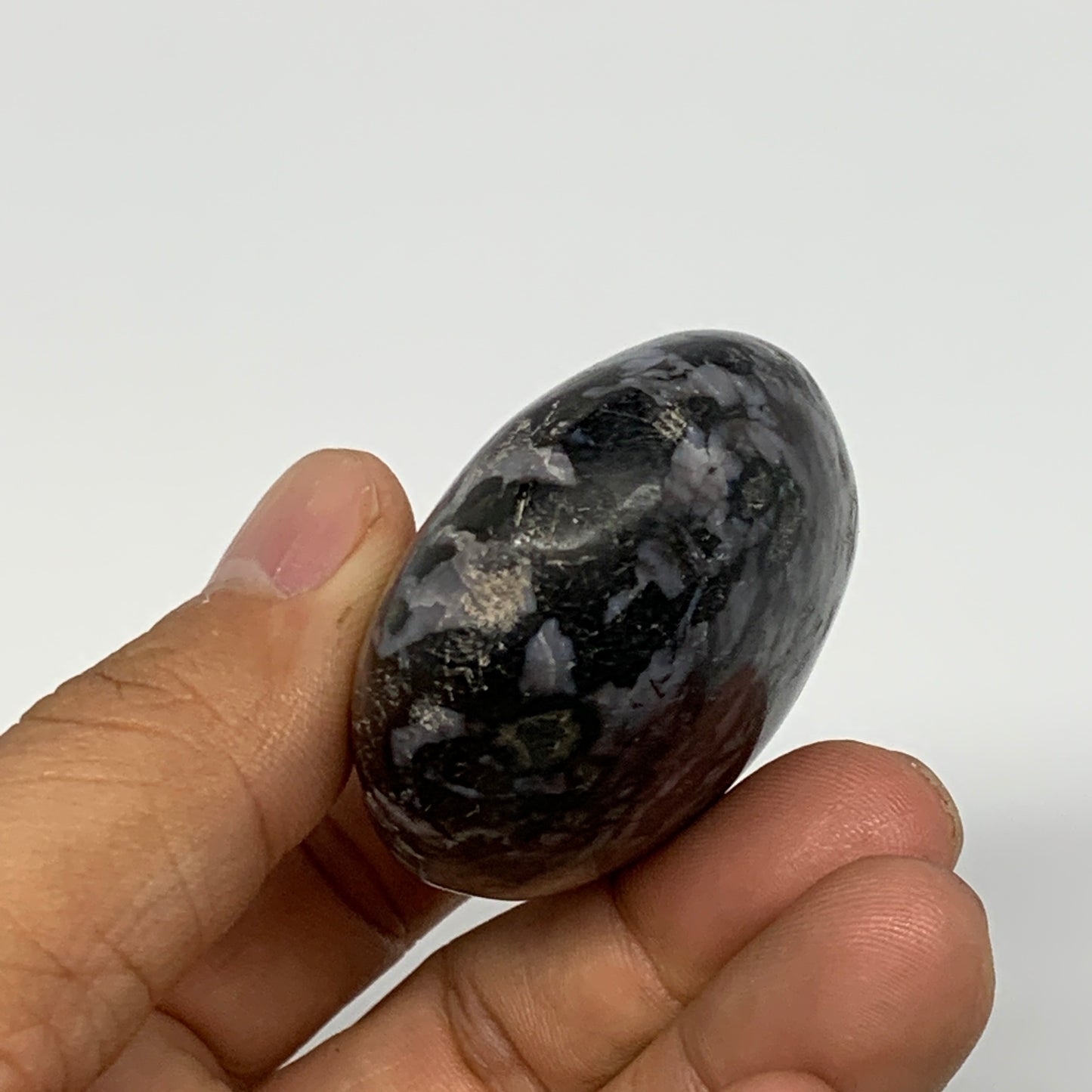 98.5g, 2.1"x1.7"x1", Indigo Gabro (Merlinite) Palm-Stone @Madagascar, B17920