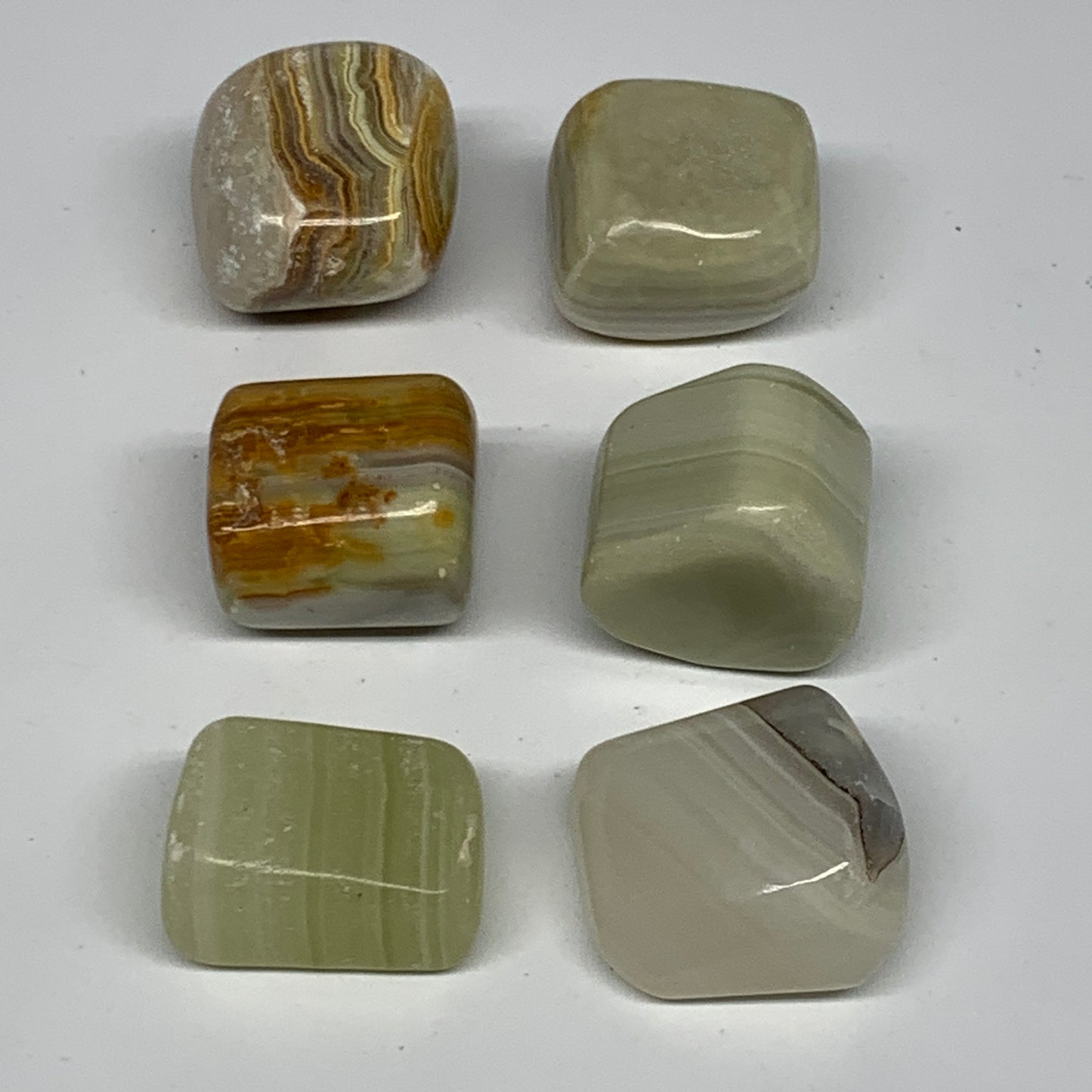 158.1g, 1"-1.1", 6pcs, Onyx/Banded Tumbled Stones @Afghanistan, B26712