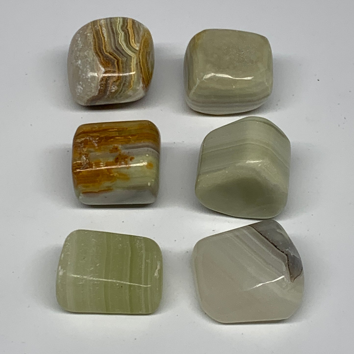 158.1g, 1"-1.1", 6pcs, Onyx/Banded Tumbled Stones @Afghanistan, B26712