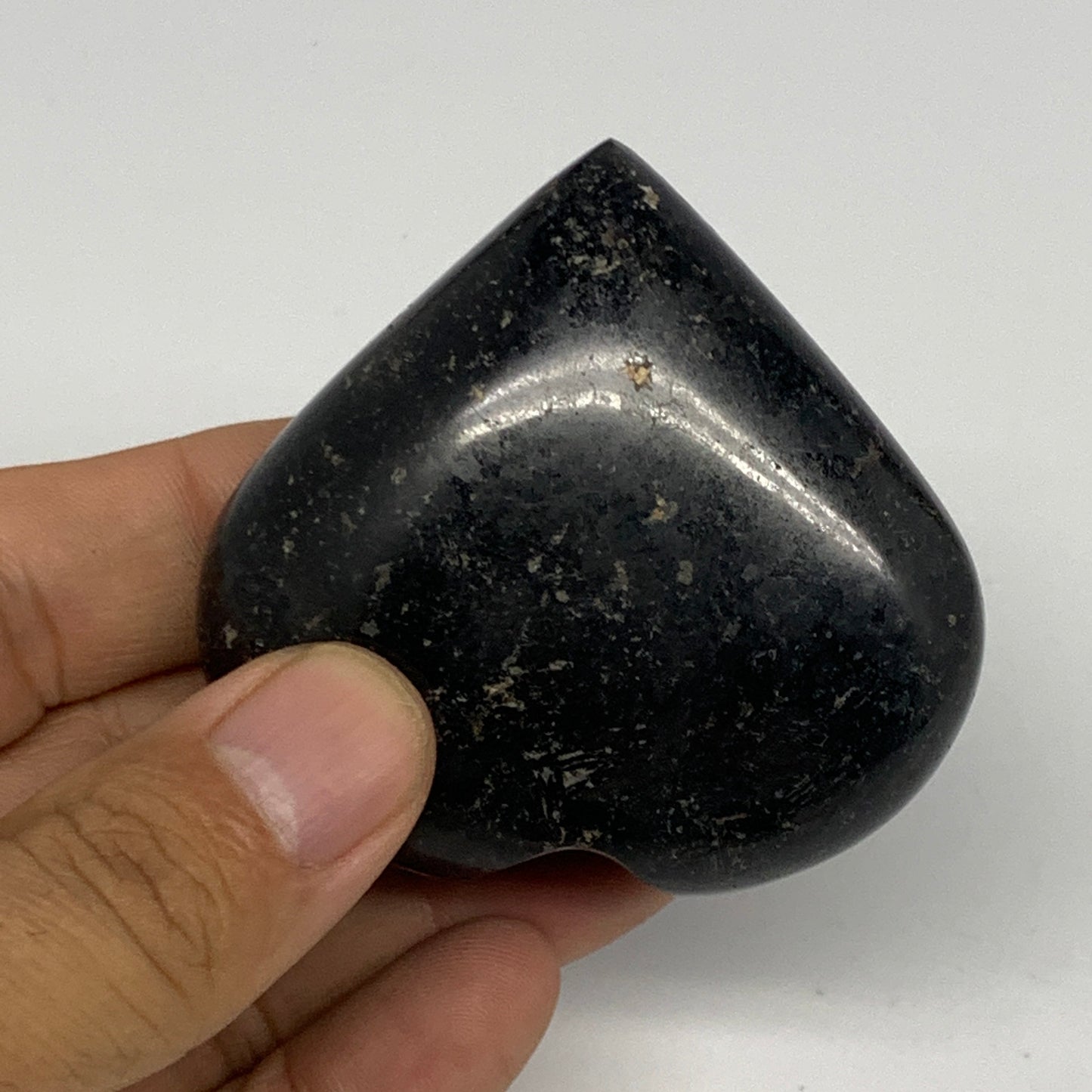 130.5g, 2.3"x2.4"x0.9", Black Tourmaline Heart Polished Crystal Home Decor, B218
