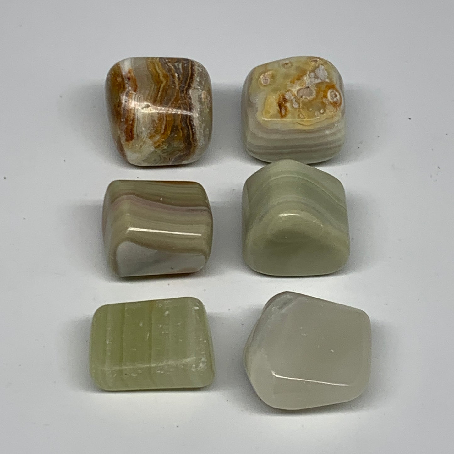 158.1g, 1"-1.1", 6pcs, Onyx/Banded Tumbled Stones @Afghanistan, B26712