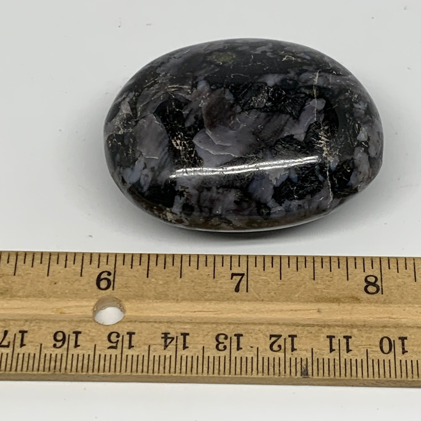 98.5g, 2.1"x1.7"x1", Indigo Gabro (Merlinite) Palm-Stone @Madagascar, B17920