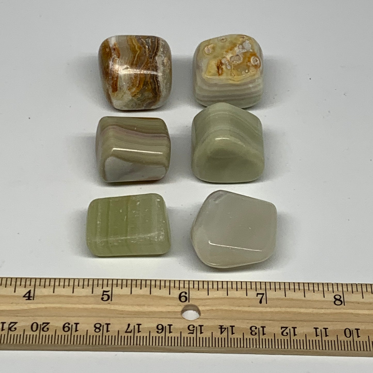 158.1g, 1"-1.1", 6pcs, Onyx/Banded Tumbled Stones @Afghanistan, B26712