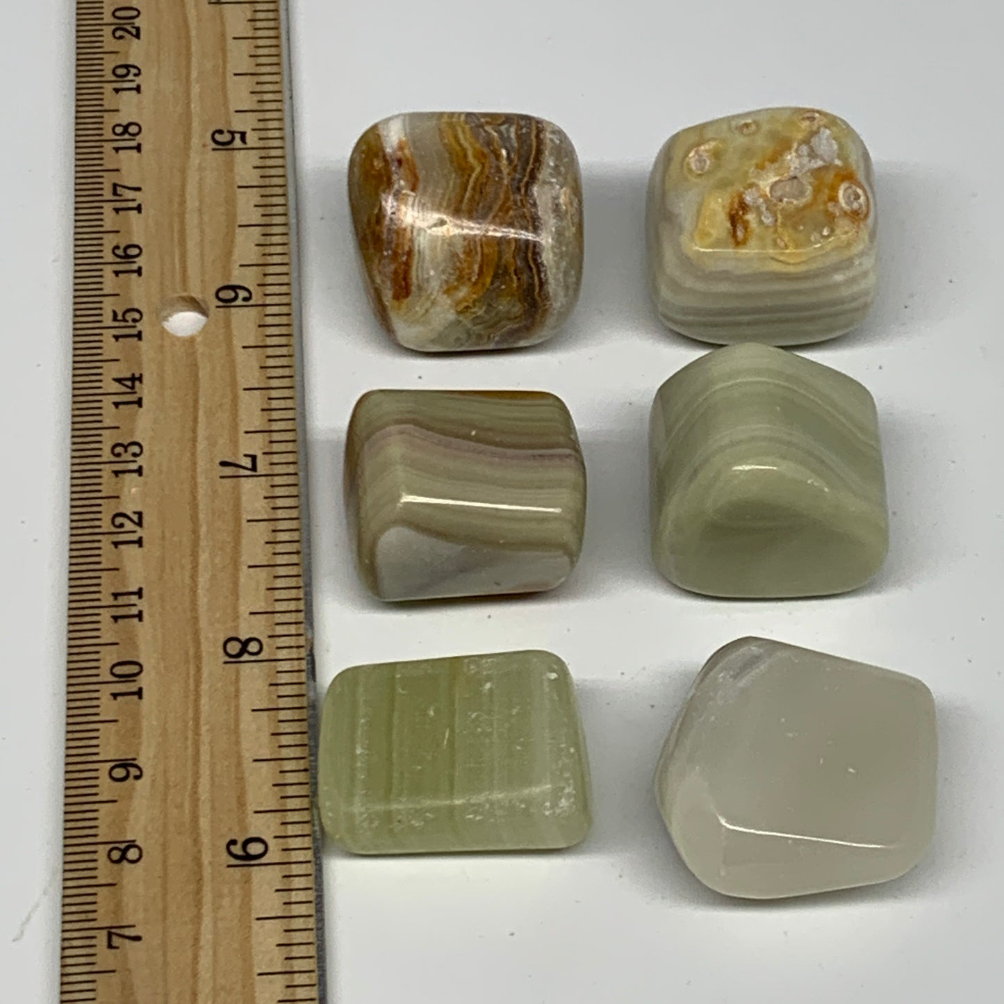 158.1g, 1"-1.1", 6pcs, Onyx/Banded Tumbled Stones @Afghanistan, B26712