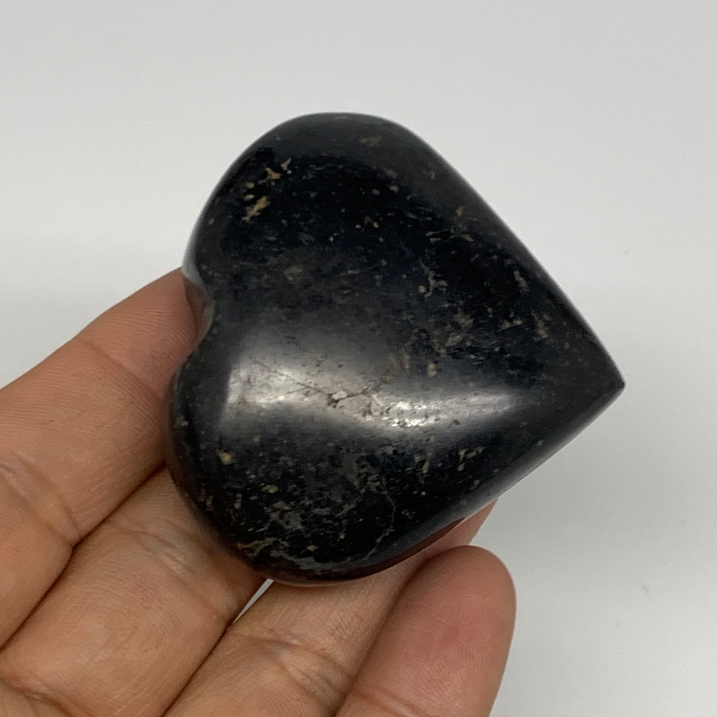 94.7g, 2"x2.1"x0.9", Black Tourmaline Heart Polished Crystal Home Decor, B21821