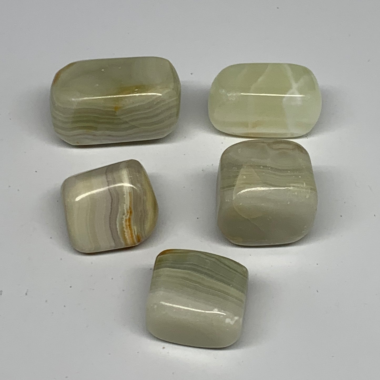 162.1g, 0.9"-1.6", 5pcs, Onyx/Banded Tumbled Stones @Afghanistan, B26714