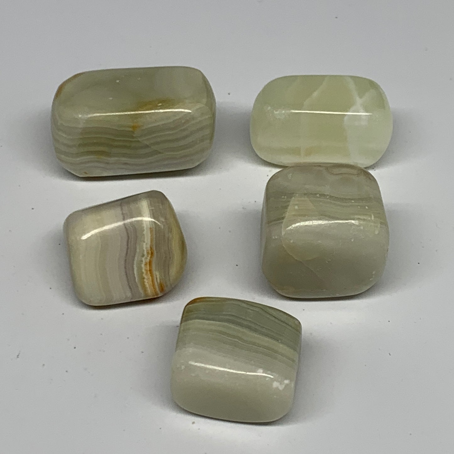 162.1g, 0.9"-1.6", 5pcs, Onyx/Banded Tumbled Stones @Afghanistan, B26714