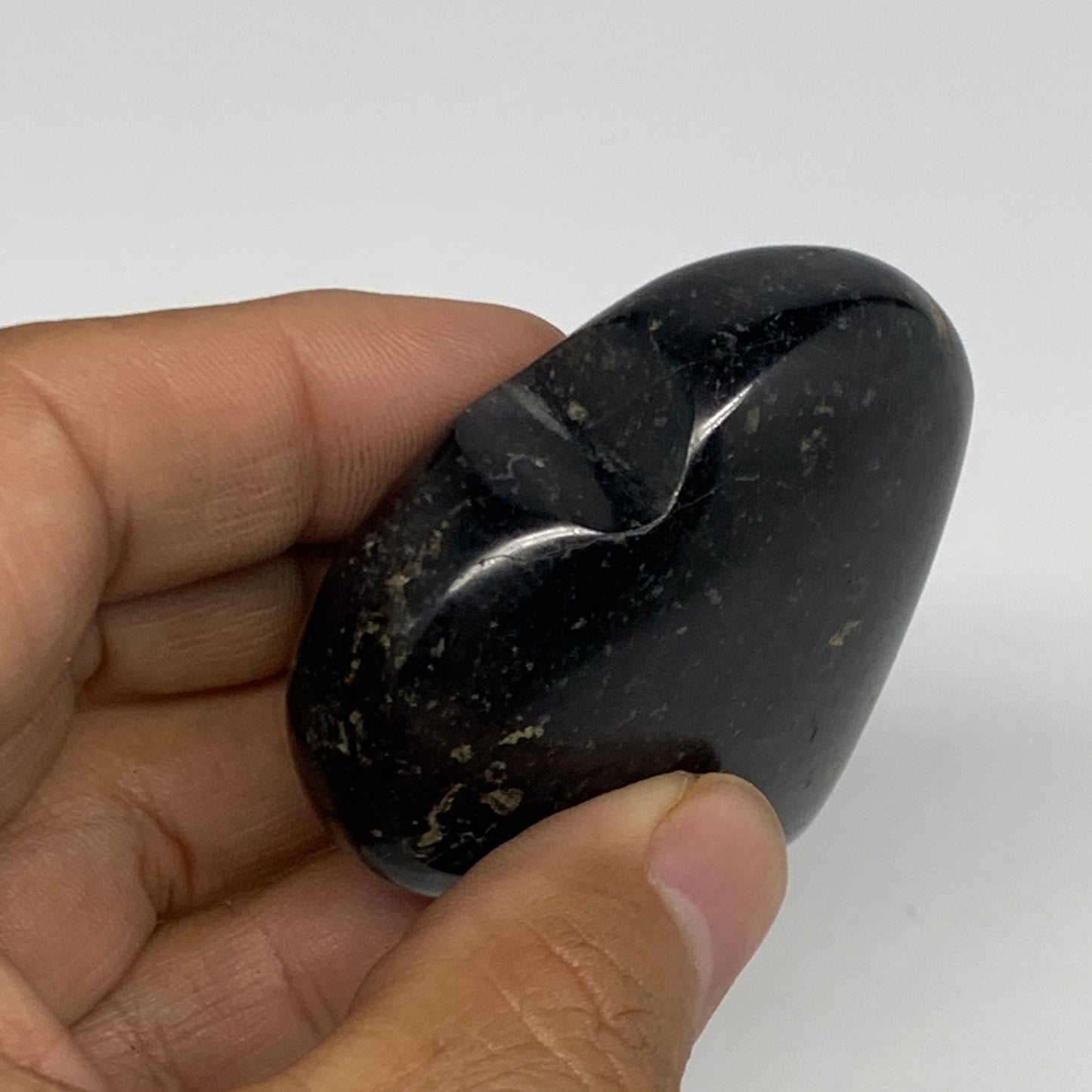 94.7g, 2"x2.1"x0.9", Black Tourmaline Heart Polished Crystal Home Decor, B21821