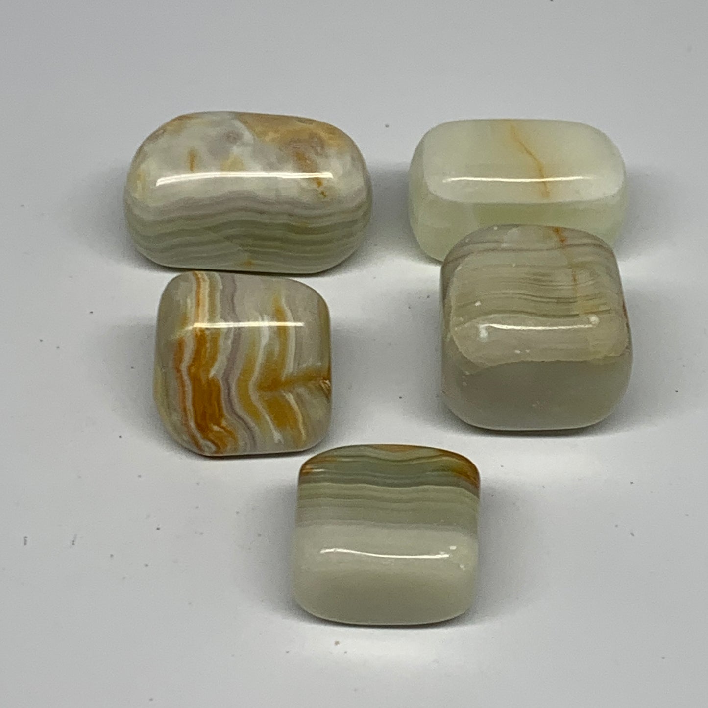 162.1g, 0.9"-1.6", 5pcs, Onyx/Banded Tumbled Stones @Afghanistan, B26714