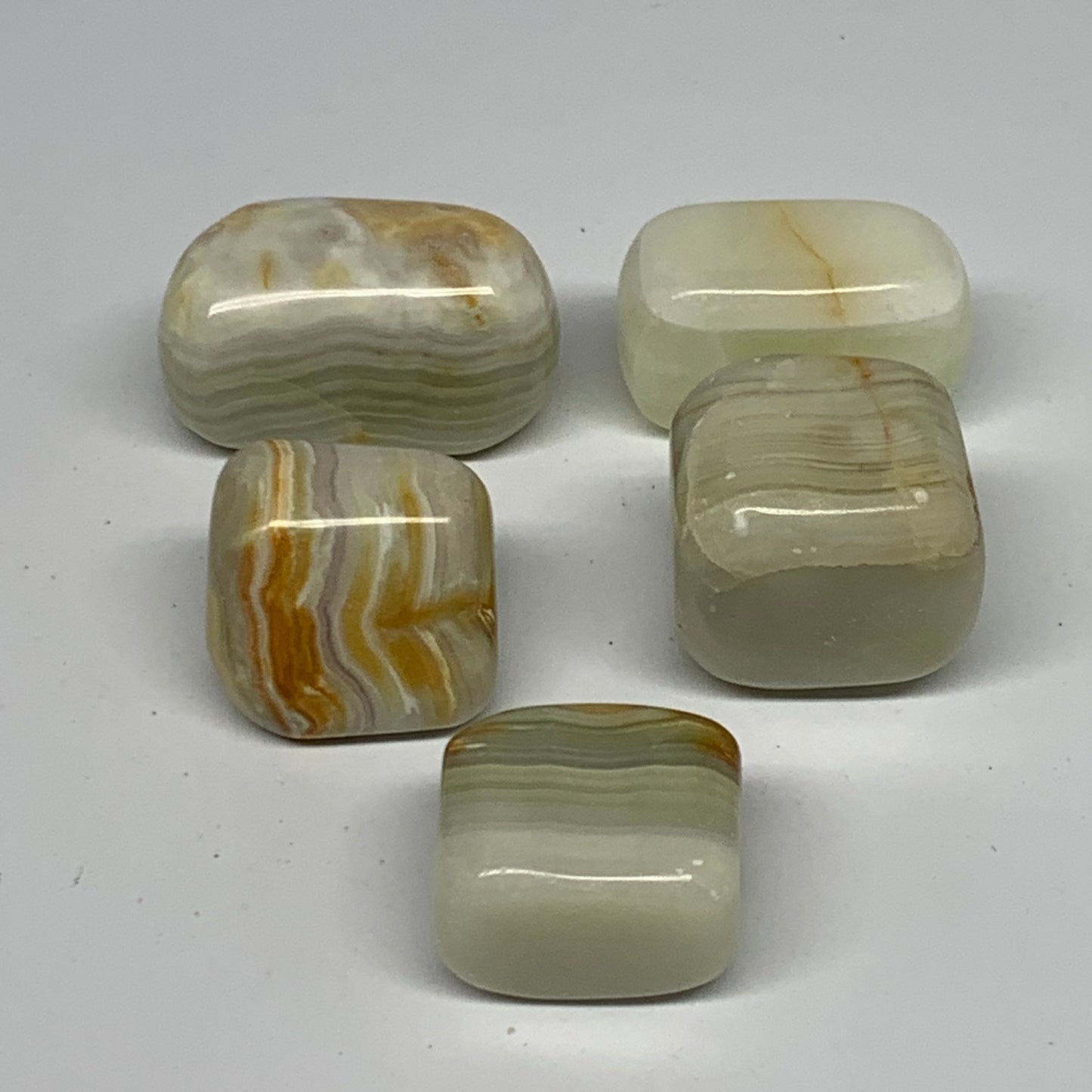 162.1g, 0.9"-1.6", 5pcs, Onyx/Banded Tumbled Stones @Afghanistan, B26714