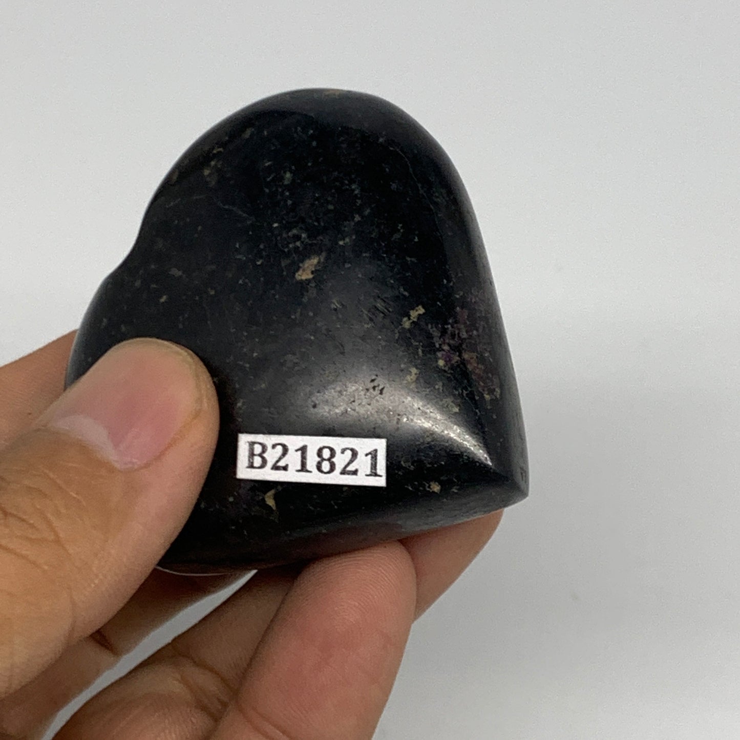 94.7g, 2"x2.1"x0.9", Black Tourmaline Heart Polished Crystal Home Decor, B21821