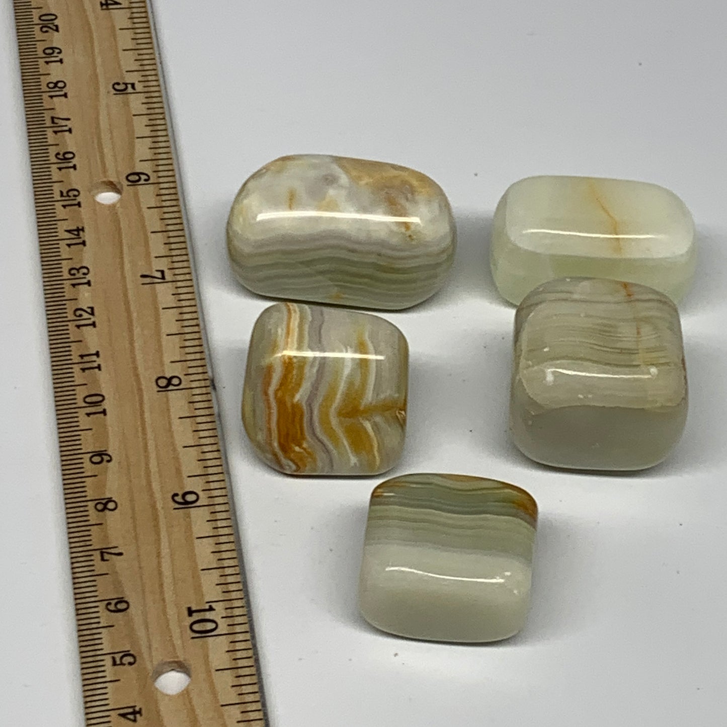 162.1g, 0.9"-1.6", 5pcs, Onyx/Banded Tumbled Stones @Afghanistan, B26714