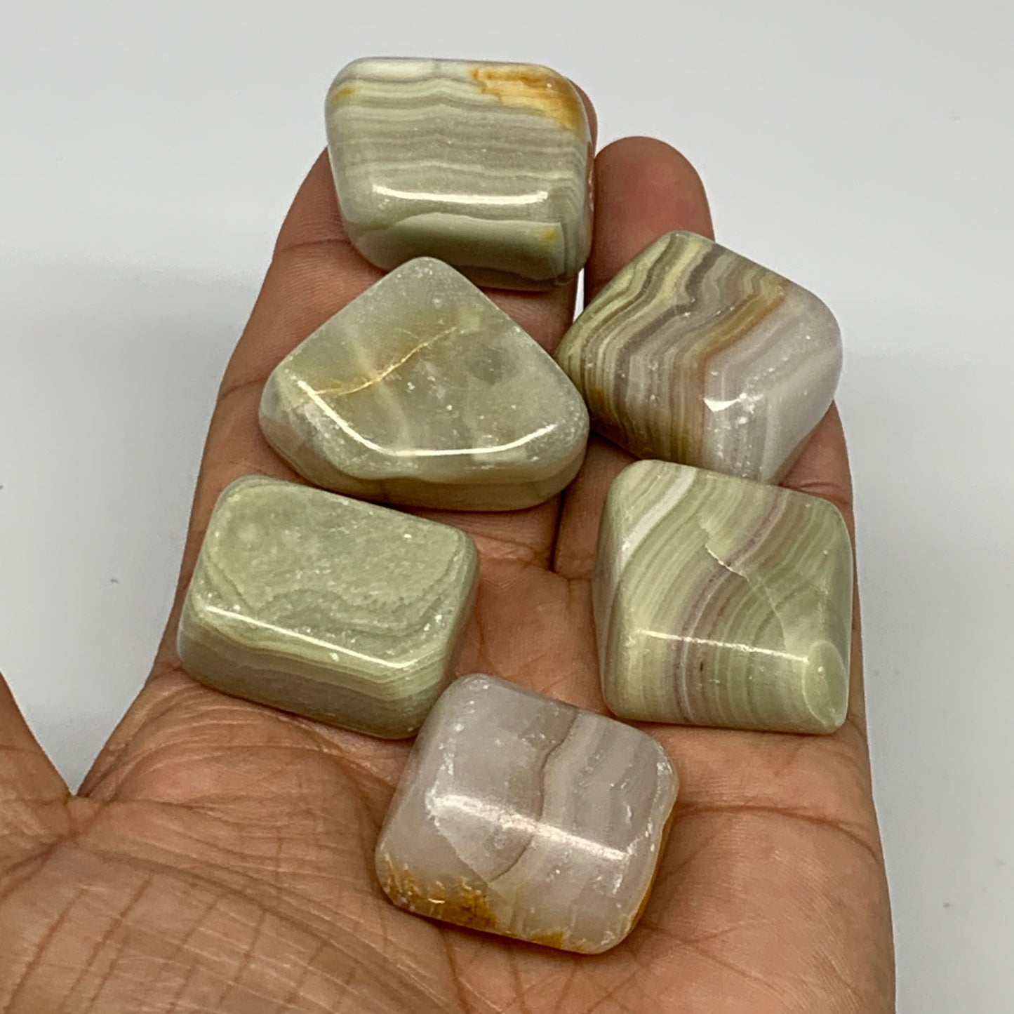 153.5g, 1"-1.2", 6pcs, Onyx/Banded Tumbled Stones @Afghanistan, B26715